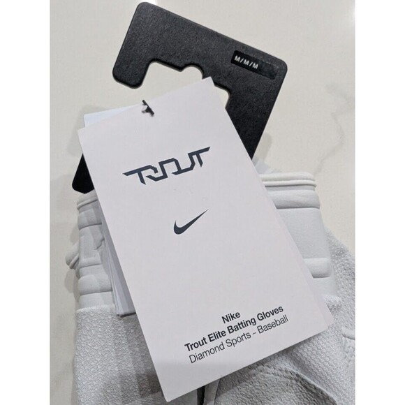 Nike Trout Elite Baseball Batting Gloves White Iridescent Mens Size Medium Rare - Picture 4 of 6